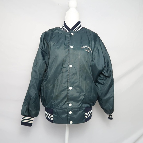 Vintage 80s West Wind dark green windbreaker varsity bomber jacket L - Picture 1 of 9